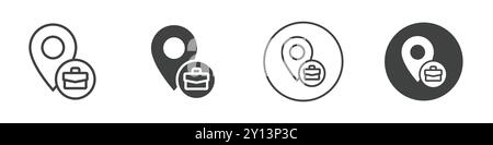 Office location pin icon simple flat vector symbol outline collection set logo Stock Vector