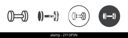 Dumbbell icon simple flat vector symbol outline collection set logo Stock Vector