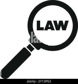 Magnifying glass is focusing on the word law representing legal search and justice Stock Vector