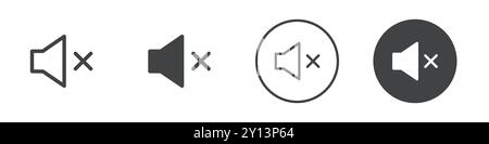 Mute sound icon simple flat vector symbol outline collection set logo Stock Vector