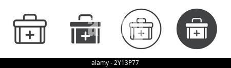 First aid kit icon simple flat vector symbol outline collection set logo Stock Vector