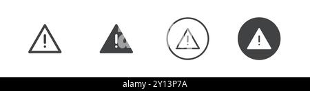 Hazard warning attention icon simple flat vector symbol outline collection set logo Stock Vector