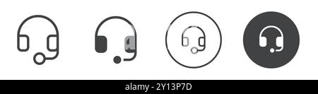 Headset icon simple flat vector symbol outline collection set logo Stock Vector