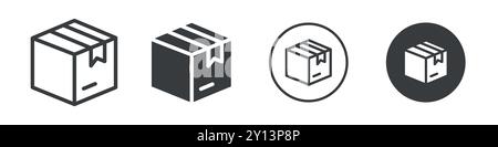 Packed box icon simple flat vector symbol outline collection set logo Stock Vector
