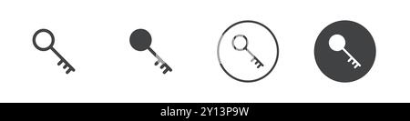 Key icon simple flat vector symbol outline collection set logo Stock Vector