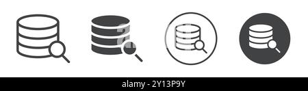 Scan database icon simple flat vector symbol outline collection set logo Stock Vector