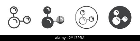 Molecule structure icon simple flat vector symbol outline collection set logo Stock Vector