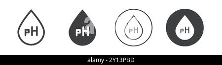 pH water drop icon simple flat vector symbol outline collection set logo Stock Vector