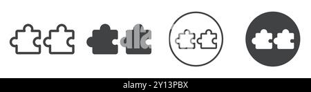 Puzzle pieces icon simple flat vector symbol outline collection set logo Stock Vector