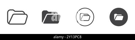 Open file folders icon simple flat vector symbol outline collection set logo Stock Vector