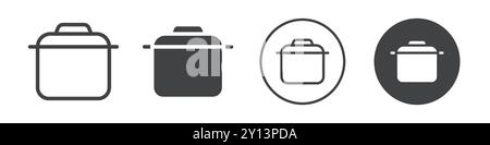 Saucepan icon simple flat vector symbol outline collection set logo Stock Vector