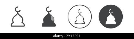 Mosque dome icon simple flat vector symbol outline collection set logo Stock Vector