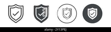 Security shield protected icon simple flat vector symbol outline collection set logo Stock Vector