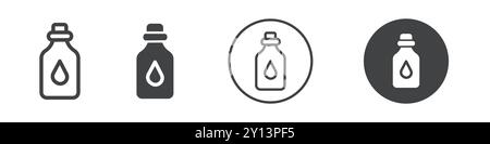 Oil bottle icon simple flat vector symbol outline collection set logo Stock Vector