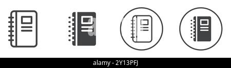 Notepad icon simple flat vector symbol outline collection set logo Stock Vector