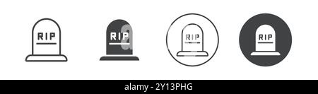 Tombstone icon simple flat vector symbol outline collection set logo Stock Vector