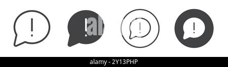 Speech bubble with an exclamation mark icon simple flat vector symbol outline collection set logo Stock Vector