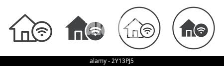 Smart home icon simple flat vector symbol outline collection set logo Stock Vector