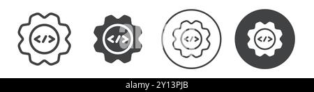 Software Development icon simple flat vector symbol outline collection set logo Stock Vector