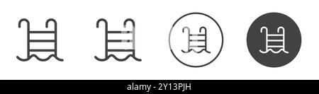 Swimming pool ladder icon simple flat vector symbol outline collection set logo Stock Vector
