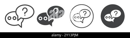 QnA icon simple flat vector symbol outline collection set logo Stock Vector