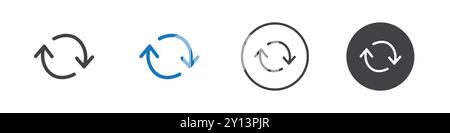 Two circular arrows icon simple flat vector symbol outline collection set logo Stock Vector