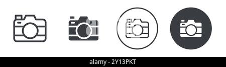Photo camera icon simple flat vector symbol outline collection set logo Stock Vector