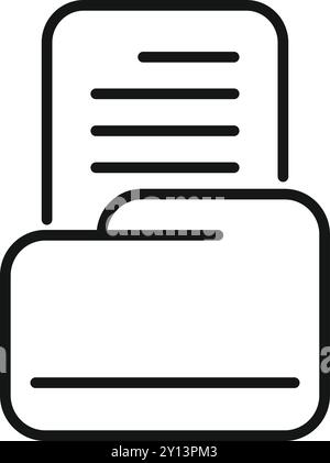 Simple vector icon of a folder containing documents, ideal for representing file organization or data storage Stock Vector