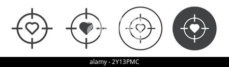 Target with heart icon simple flat vector symbol outline collection set logo Stock Vector