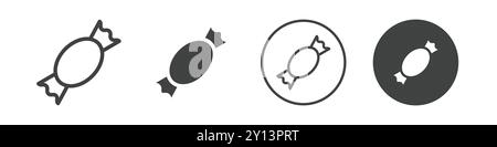Wrapped candy icon simple flat vector symbol outline collection set logo Stock Vector