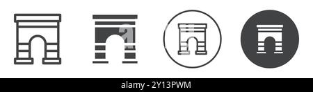 Triumphal arch icon simple flat vector symbol outline collection set logo Stock Vector