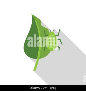 Green aphid icon in flat style isolated on white background. Plant disease symbol vector illustration Stock Vector