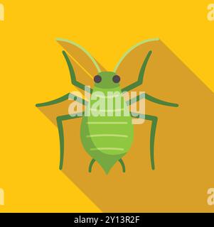 Minimalist vector illustration of a green aphid, an agricultural pest insect, shown with long legs and antennae Stock Vector