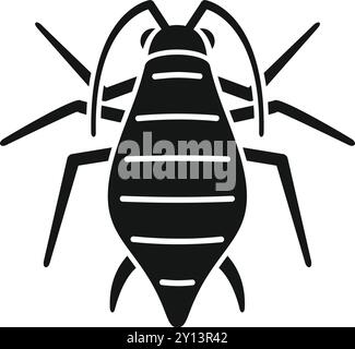 Black glyph icon representing an aphid, a small sap sucking insect, known as a common garden pest Stock Vector