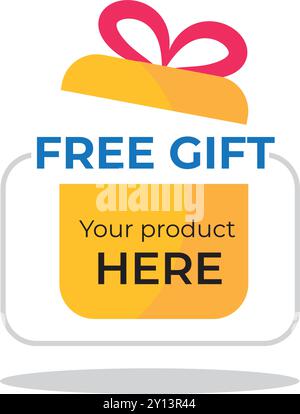 Business template with red free gift on white background for banner ...