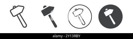 Sledgehammer tool icon simple flat vector symbol outline collection set logo Stock Vector