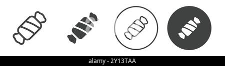Wrapped candy icon simple flat vector symbol outline collection set logo Stock Vector