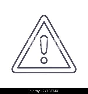 Warning sign icon. Simple warning sign icon featuring an exclamation point in a triangular shape. Perfect for safety and caution symbols. Stock Vector