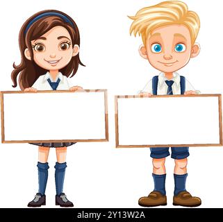Two children holding blank signs, smiling Stock Vector Image & Art - Alamy