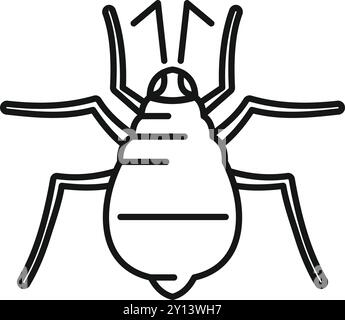 Simple black and white line drawing of a big fat mite insect crawling Stock Vector