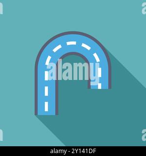 Flat design icon of a winding road turning back going nowhere, symbolizing a detour or a dead end Stock Vector