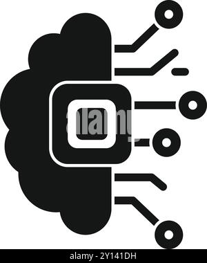 Black glyph icon representing the concept of cloud computing processing data for artificial intelligence Stock Vector