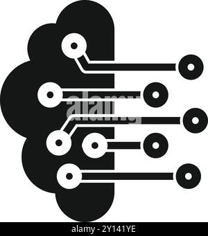 This simple icon represents data storage using cloud computing and electronic circuits Stock Vector