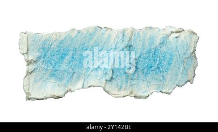Torn paper with blue color pencil paint on white background with clipping path Stock Photo