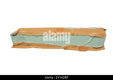Piece of torn orange and green paper masking tape on white background with clipping path Stock Photo