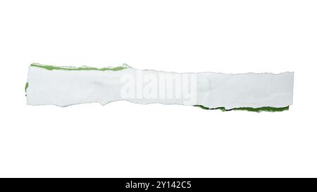 Torn white and green paper for using as a text box on white background with clipping path Stock Photo
