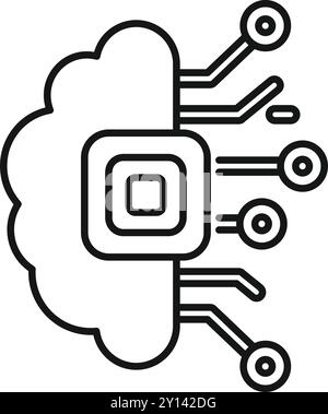 Simple vector icon of a cloud computing system connecting to network hubs, representing the concept of cloud storage and data transfer Stock Vector