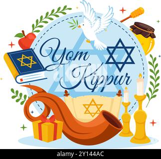 Yom Kippur Celebration or Wish You a Blessed Day Vector Illustration
