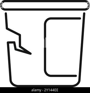 Simple vector showing a broken plastic bucket with a missing piece Stock Vector