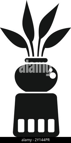 Plant growing in pot on stand icon in simple style isolated on white background Stock Vector